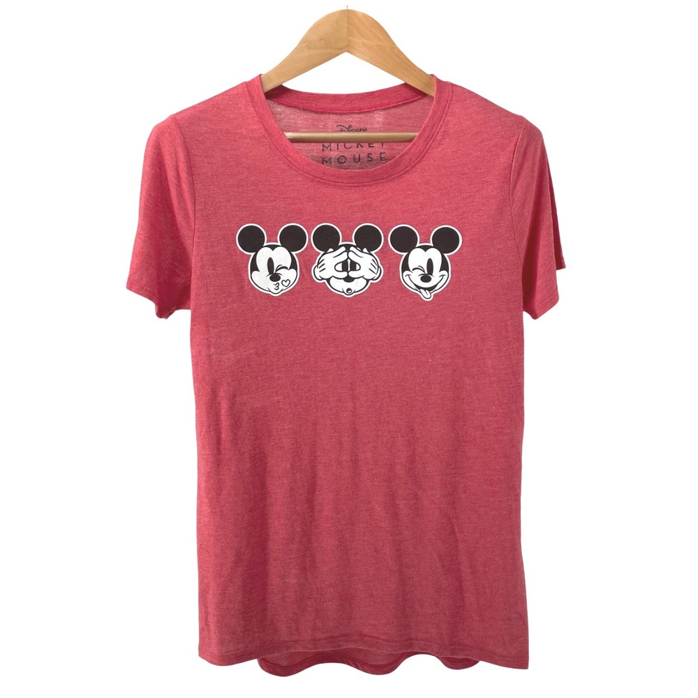 Disney Mickey Mouse Heather Red Graphic T-Shirt Three Expressions XL *Read*